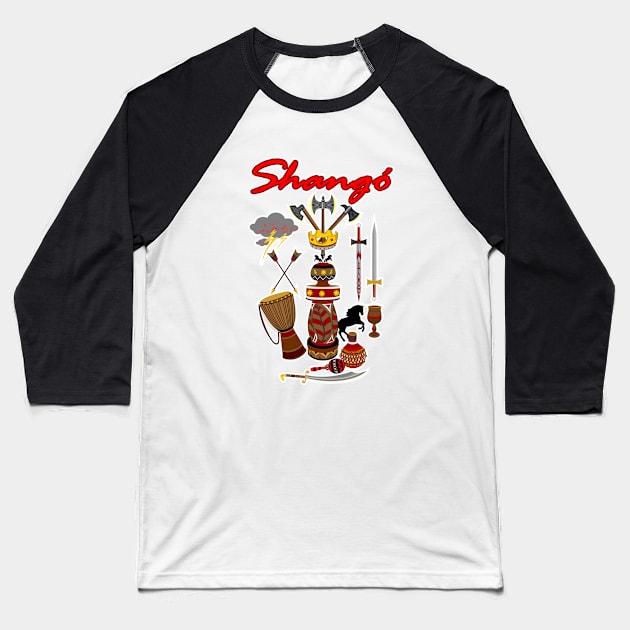 Shangó Orisha Baseball T-Shirt by Korvus78